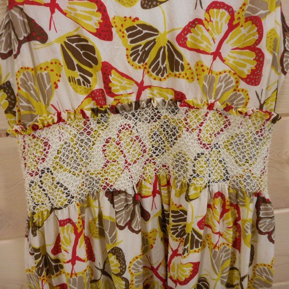 Fossil Women's Size M A-Line Sleeveless Dress Butterfly Print Silk - Picture 3 of 8